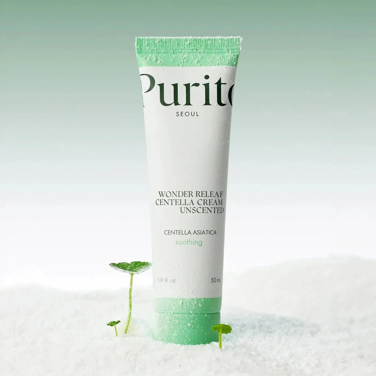 Lakinza K-beauty Purito Wonder Releaf Centella Cream Unscented 50ml jar with a white lid and minimalist design.