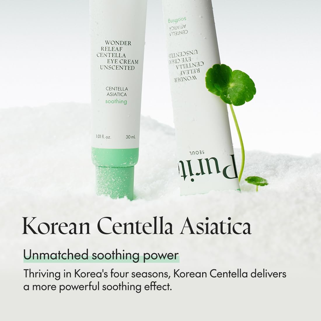 Lakinza K-beauty Purito Wonder Releaf Centella Eye Cream unscented 30ml jar with a clean, minimalist design and product label