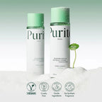 Lakinza K-beauty Purito Wonder Releaf Centella Toner Unscented 200ml bottle with label and transparent liquid in a skincare product image.