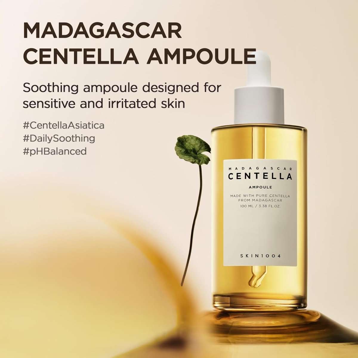 Lakinza K-beauty SKIN1004 Madagascar Centella Ampoule 100ml serum bottle with label and clear packaging.