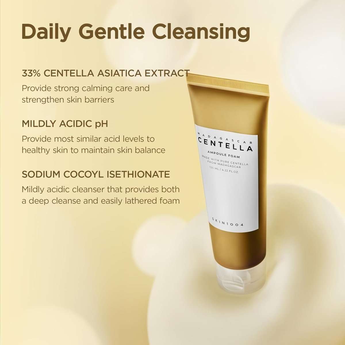 Lakinza K-beauty SKIN1004 Madagascar Centella Ampoule Foam cleanser in 20ml mini bottle with product label visible.