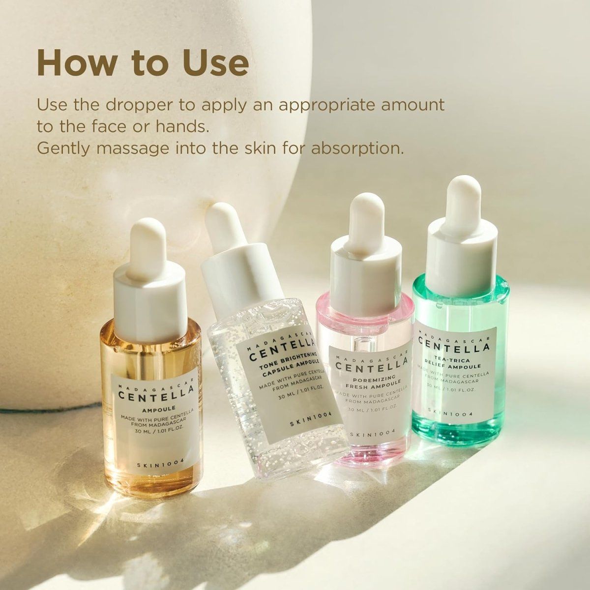 Lakinza K-beauty SKIN1004 Madagascar Centella Ampoule Trial Kit with multiple small ampoule bottles in a box.