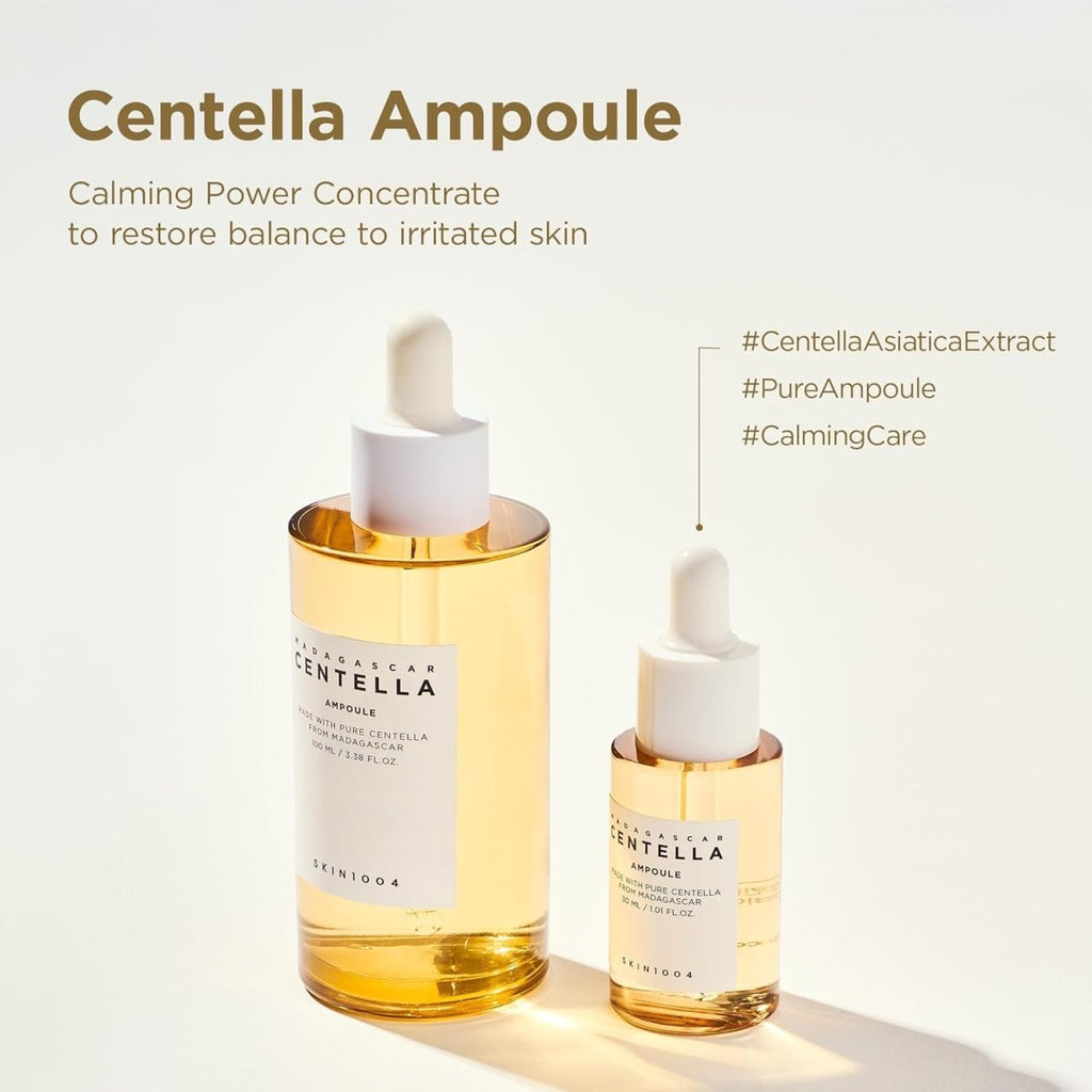 Lakinza K-beauty SKIN1004 Madagascar Centella Ampoule Trial Kit with small bottles and packaging for skincare.