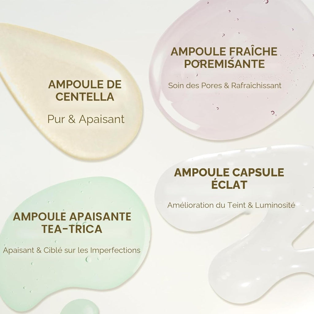 Lakinza K-beauty SKIN1004 Madagascar Centella Ampoule Trial Kit with serum bottles and skincare sample vials.