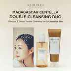 Lakinza K-beauty SKIN1004 Madagascar Centella Double Cleansing Duo with cleanser bottles and product packaging.