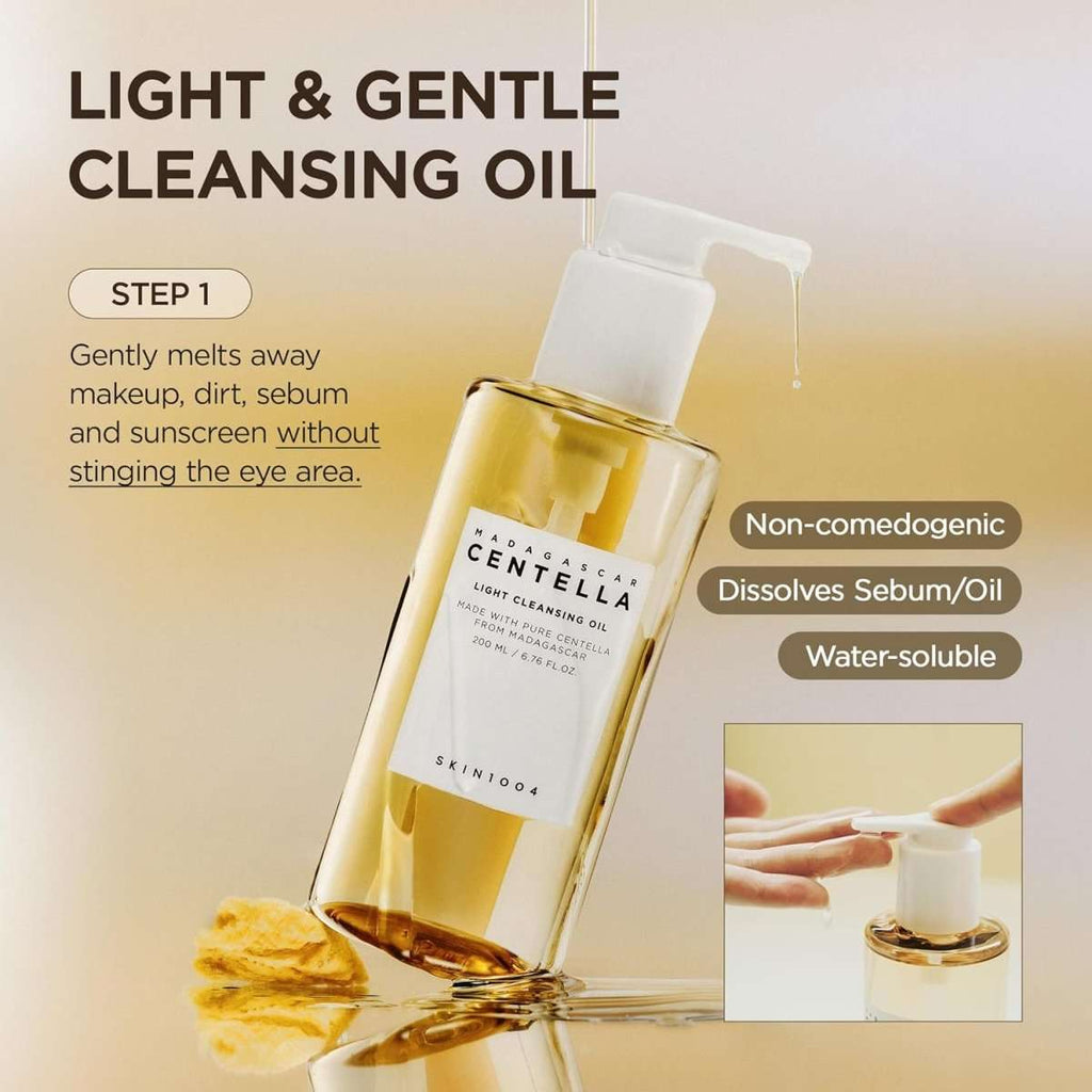SKIN1004 Madagascar Centella Double Cleansing Duo cleanser set with bottles of skincare products from Lakinza K-beauty.