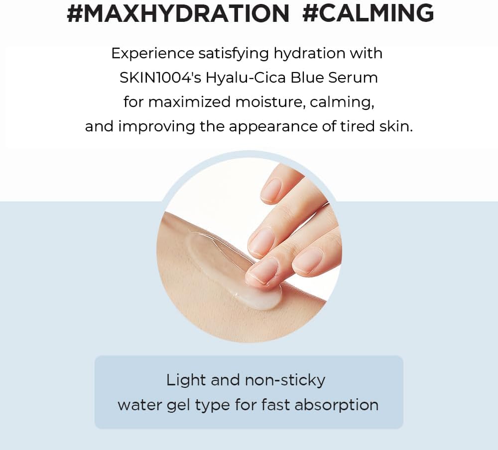 Miniature 30ml SKIN1004 Madagascar Centella Hyalu-Cica Blue Serum by Lakinza K-beauty, featuring blue serum in a small bottle.