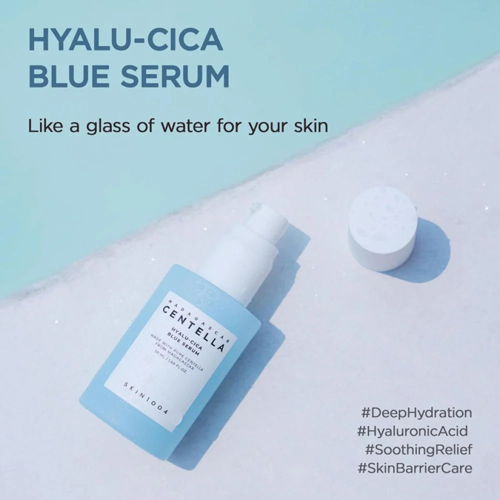 Miniature SKIN1004 Madagascar Centella Hyalu-Cica Blue Serum by Lakinza K-beauty, showing the blue serum bottle on a white background.