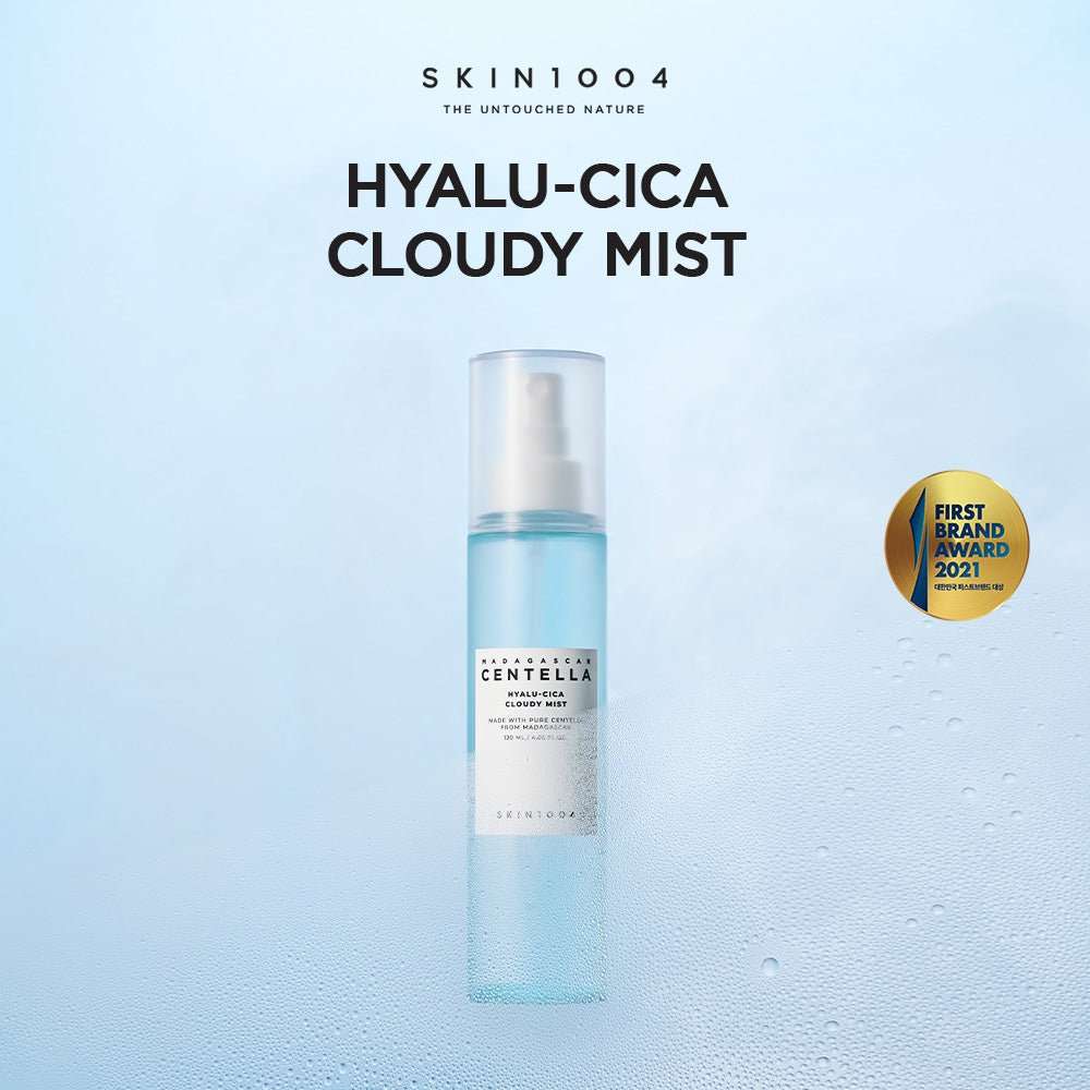Lakinza K-beauty SKIN1004 Madagascar Centella Hyalu-Cica Cloudy Mist toner in a 120ml bottle, featuring a clear, mist sprayer.