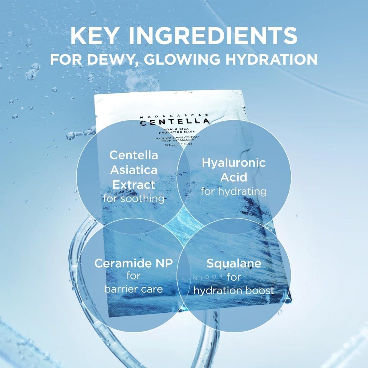 Lakinza K-beauty SKIN1004 Madagascar Centella Hyalu-Cica Hydrating Mask in 23ml jar, featuring soothing ingredients for hydration