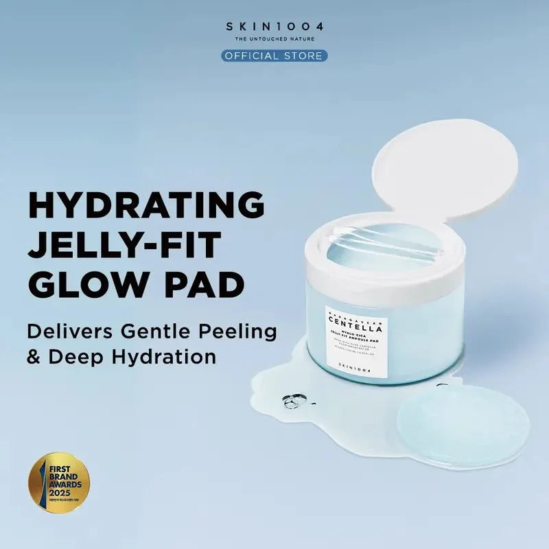 SKIN1004 Madagascar Centella Hyalu-Cica Jelly-Fit Ampoule Pad mask with 60 pads, designed for soothing and hydrating skin.