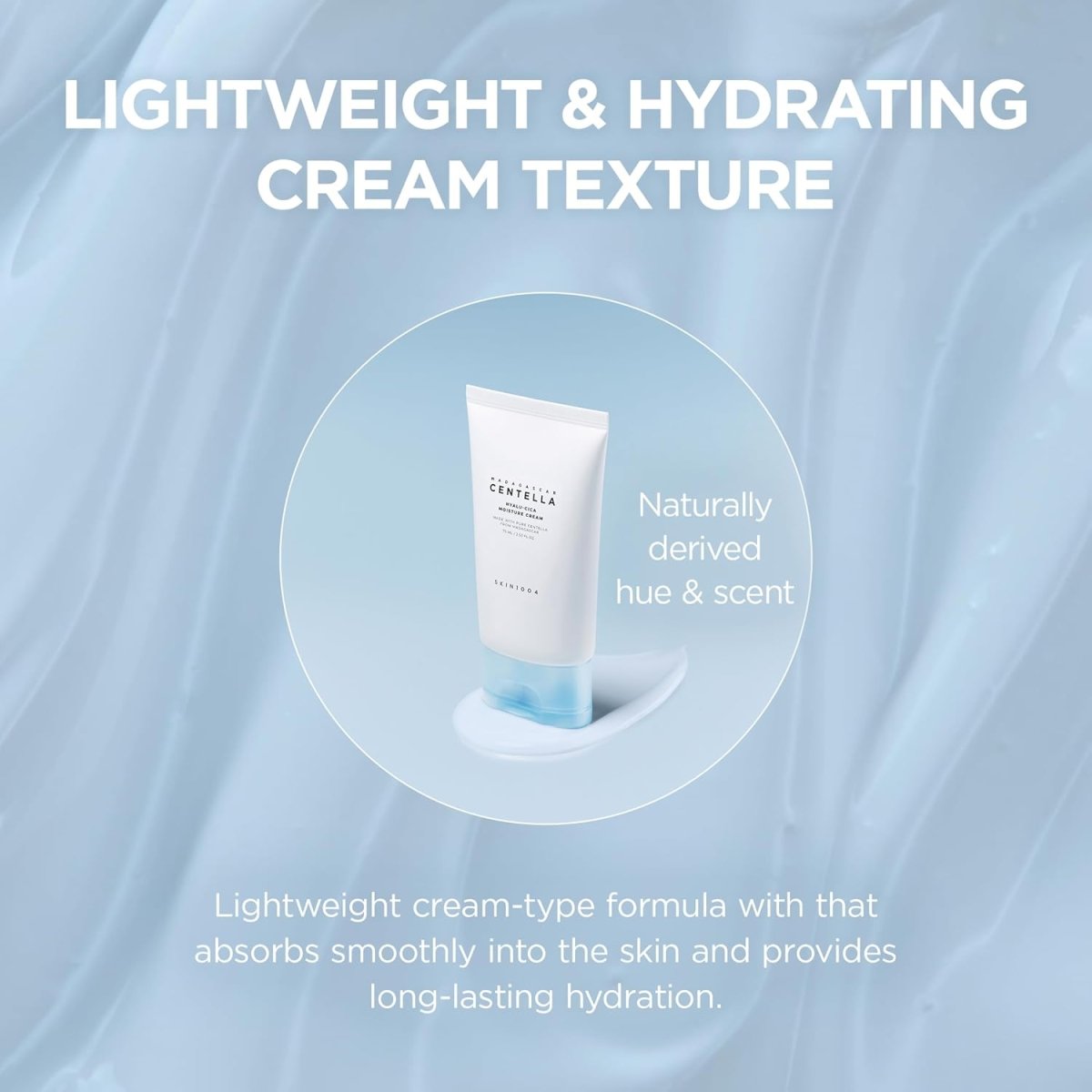 Lakinza K-beauty SKIN1004 Madagascar Centella Hyalu-Cica Moisture Cream 75ml jar, creamy texture, and hydrating formula.