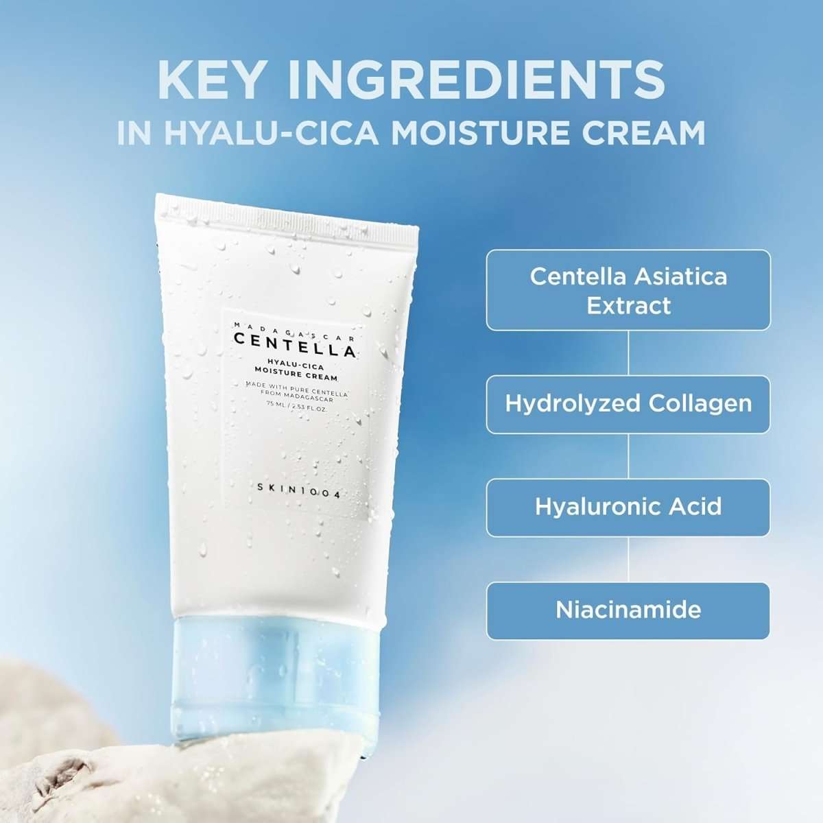 Lakinza K-beauty SKIN1004 Madagascar Centella Hyalu-Cica Moisture Cream 75ml jar with a clean, minimalist design