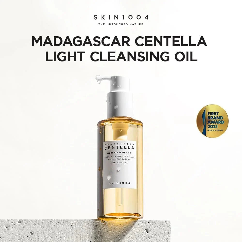 SKIN1004 Madagascar Centella Light Cleansing Oil 200ml bottle, gentle cleanser with natural ingredients, suitable for all skin types