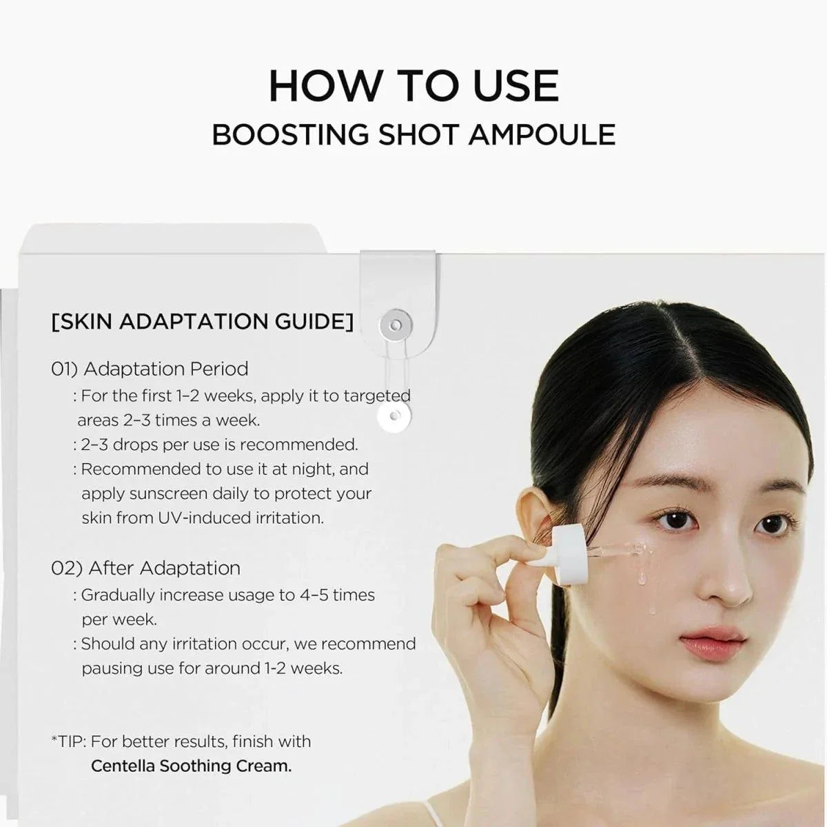 Lakinza K-beauty SKIN1004 Madagascar Centella Niacinamide 10 Boosting Shot Ampoule 30ml, clear glass bottle with dropper