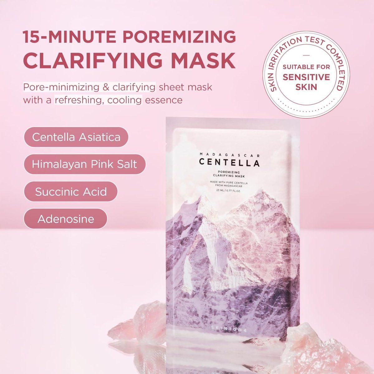 Lakinza K-beauty SKIN1004 Madagascar Centella Pore-Refining Clarifying Mask 23ml, mask with natural ingredients, skincare product.