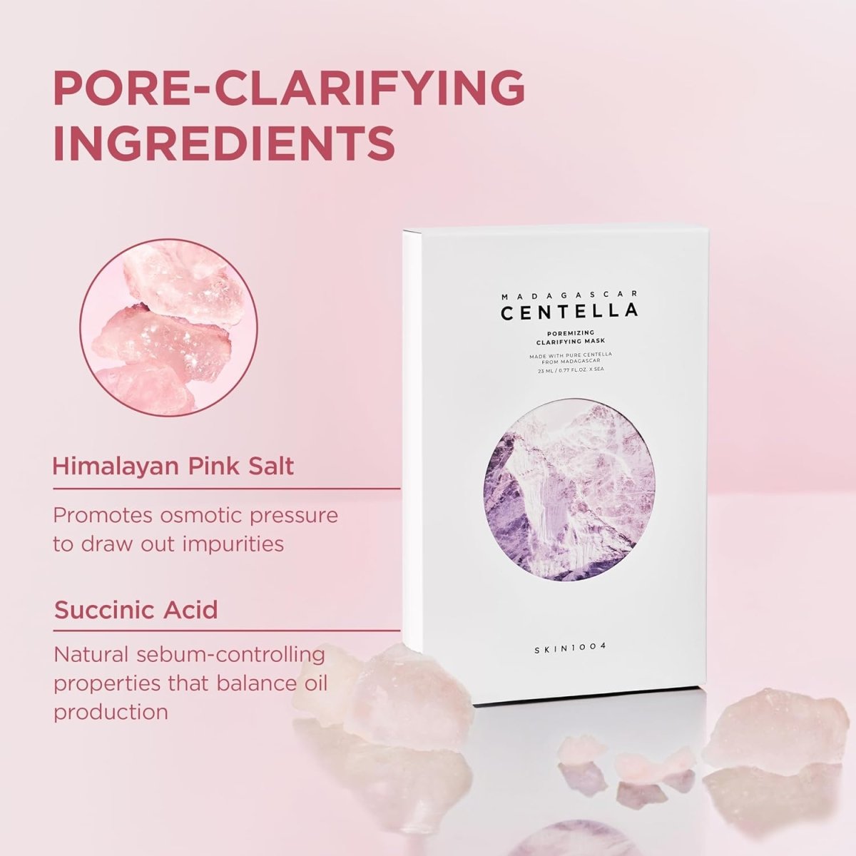 Lakinza K-beauty SKIN1004 Madagascar Centella Pore-Refining Clarifying Mask 23ml, creamy mask in a jar with centella extract.