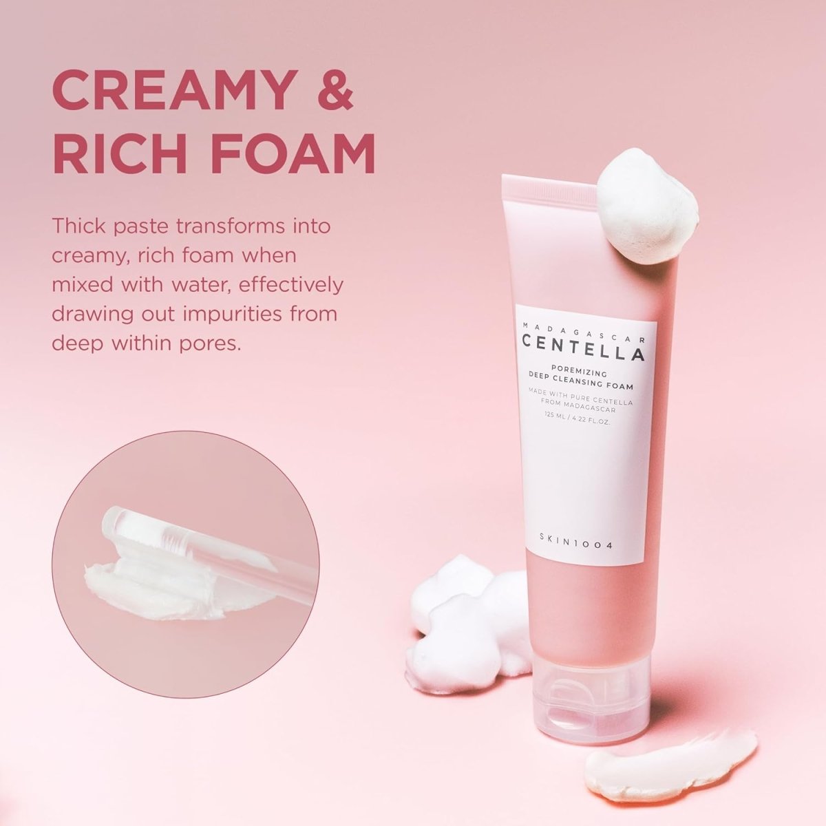 Lakinza K-beauty SKIN1004 Madagascar Centella Pore-Reducing Deep Cleansing Foam 125ml in a pump bottle