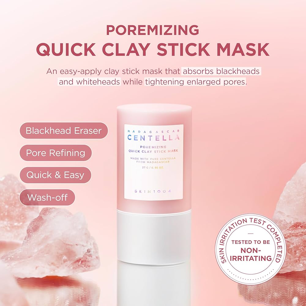 SKIN1004 Madagascar Centella Pore-Reducing Quick Clay Stick Mask, 27g, from Lakinza K-beauty, showing the sleek clay mask stick.