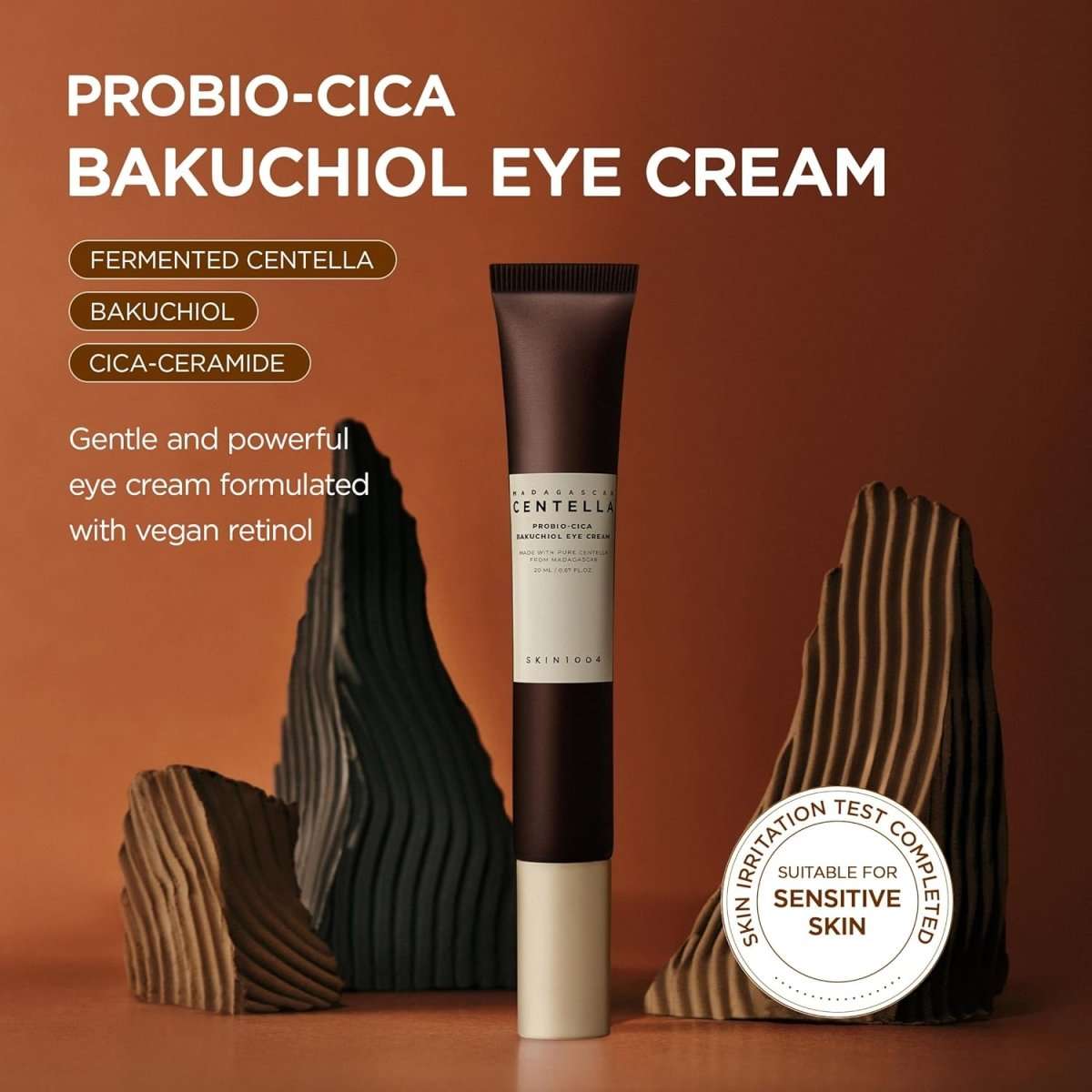Lakinza K-beauty SKIN1004 Madagascar Centella Probio-Cica Bakuchiol Eye Cream in 20ml jar with applicator