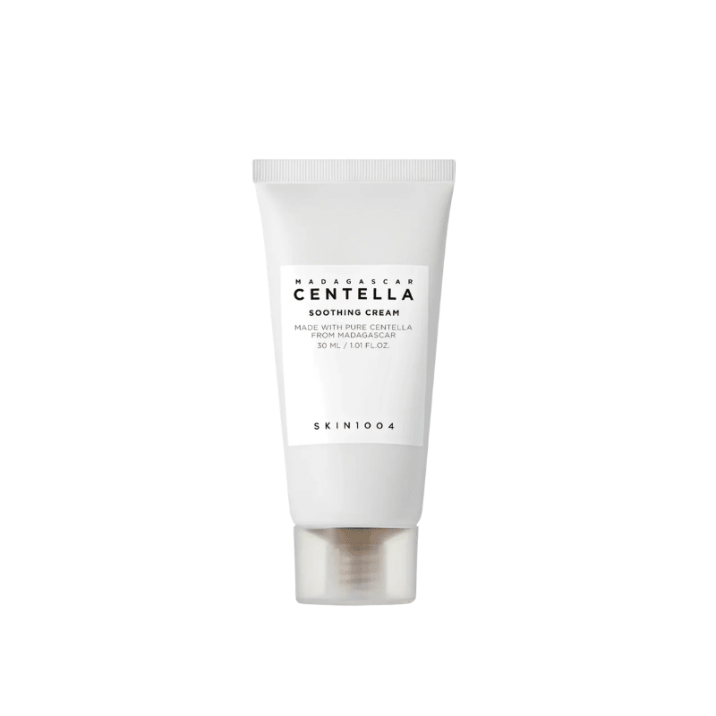 Miniature SKIN1004 Madagascar Centella Soothing Cream 30ml jar from Lakinza K-beauty, showing the cream container with label.