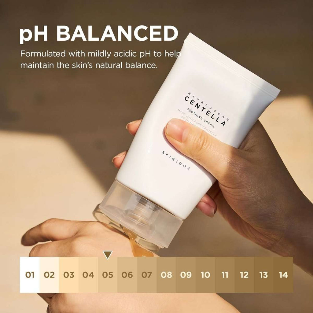 Lakinza K-beauty SKIN1004 Madagascar Centella Soothing Cream 75ml jar with cream visible in a natural setting