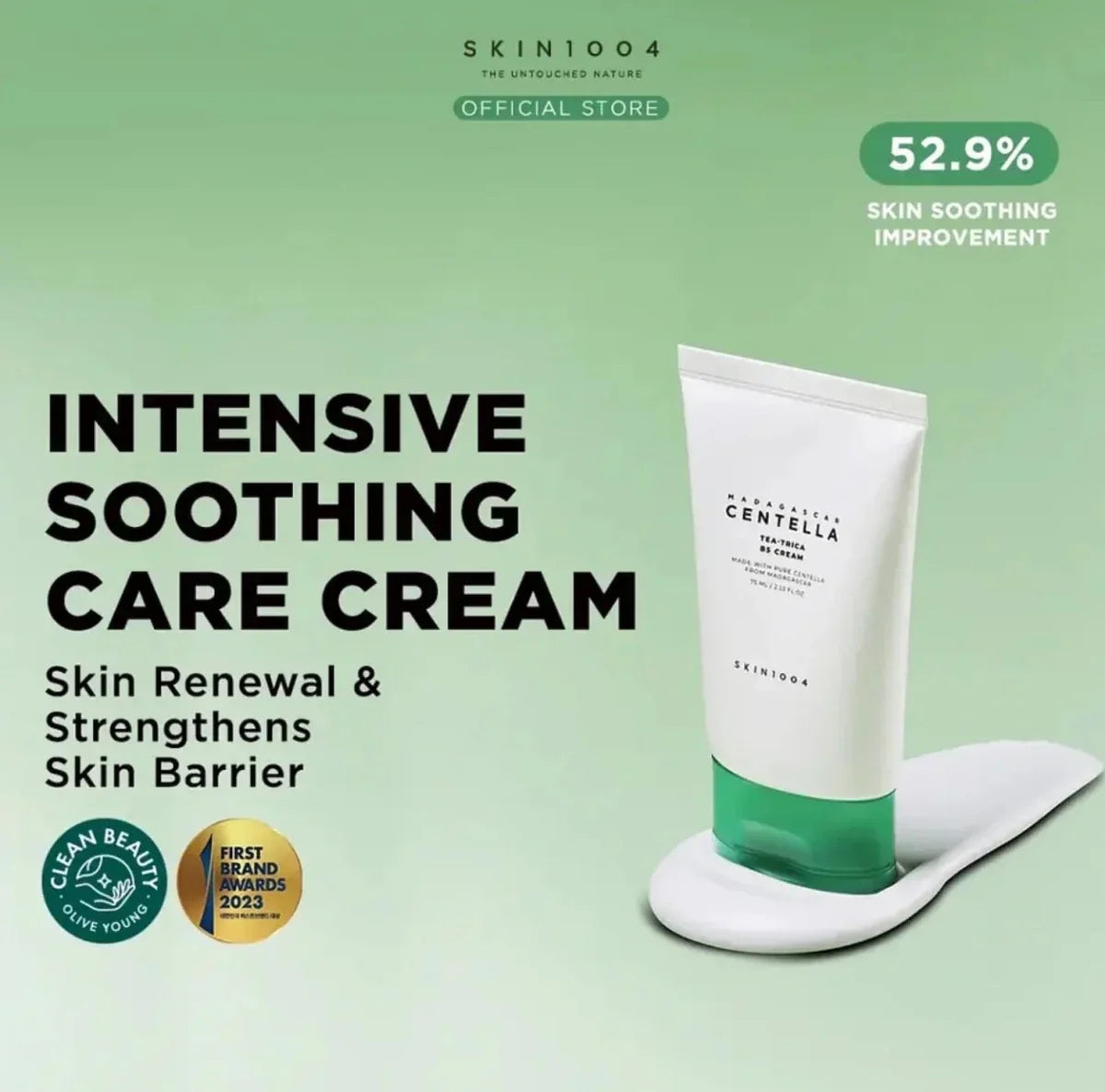 Lakinza K-beauty SKIN1004 Madagascar Centella Tea-Trica B5 Cream 75ml jar with a sleek white lid and clear labeling
