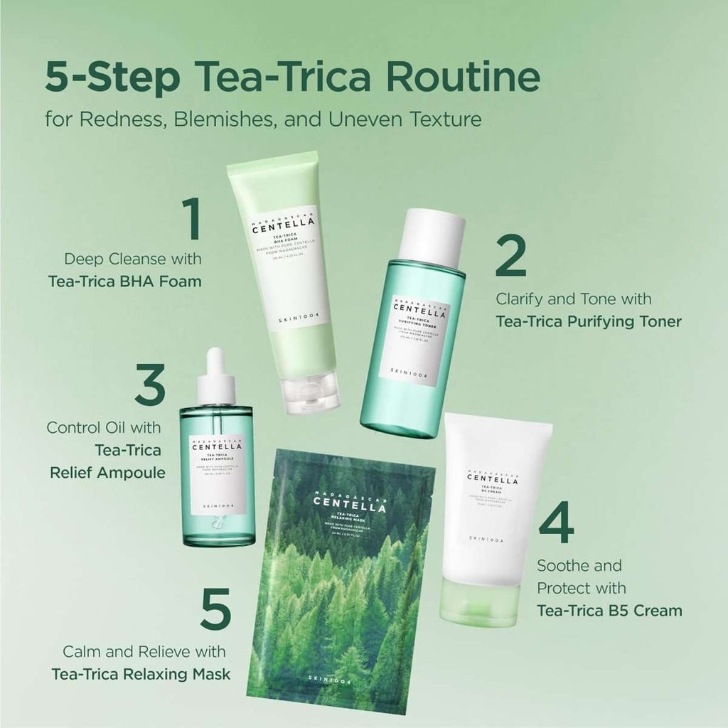 Lakinza K-beauty SKIN1004 Madagascar Centella Tea-Trica Relief Ampoule 100ml bottle with dropper for soothing skin care