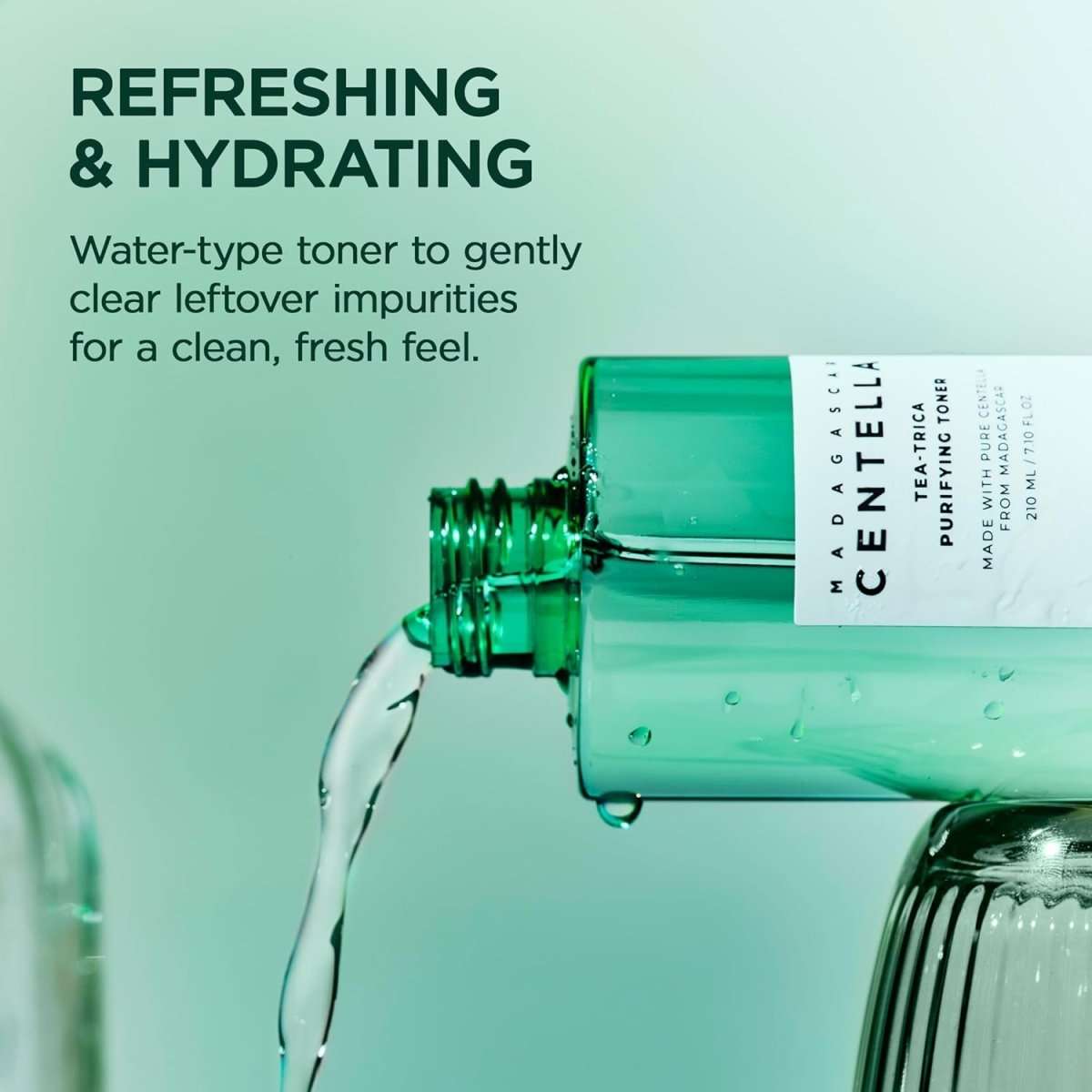 Lakinza K-beauty SKIN1004 Madagascar Centella Tea-Trica Purifying Toner in 210ml bottle, with botanical ingredients for skin soothing.