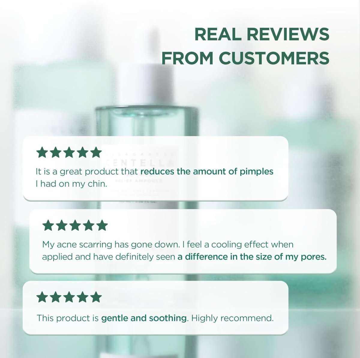 SKIN1004 Madagascar Centella Tea-Trica Relief Ampoule 100ml by Lakinza K-beauty, shown in a clear glass bottle with a dropper cap.