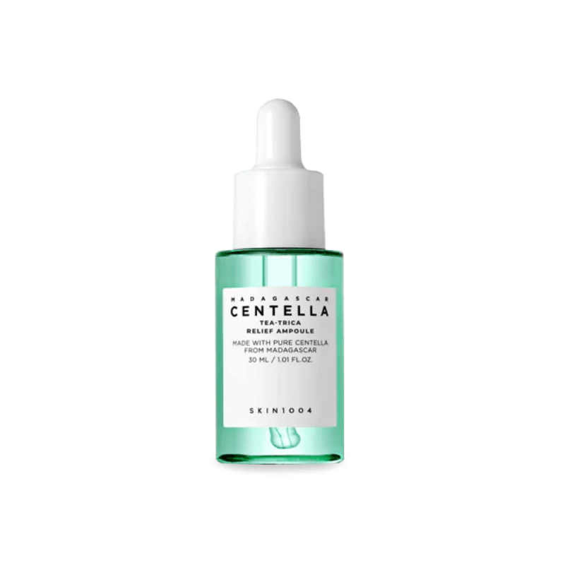 Miniature SKIN1004 Madagascar Centella Tea-Trica Relief Ampoule in 30ml bottle from Lakinza K-beauty, natural skincare product.