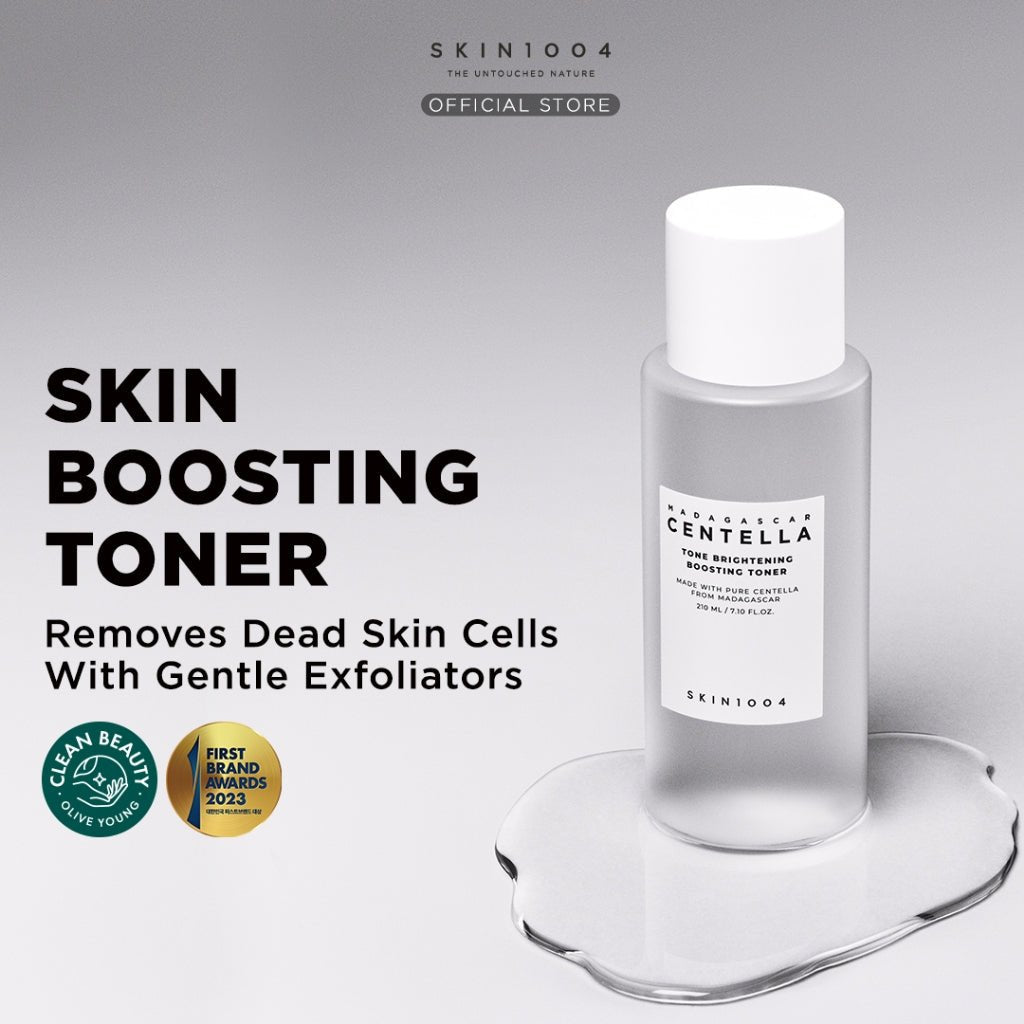 Lakinza K-beauty SKIN1004 Madagascar Centella Brightening Toner 210ml bottle with label and clear liquid inside.
