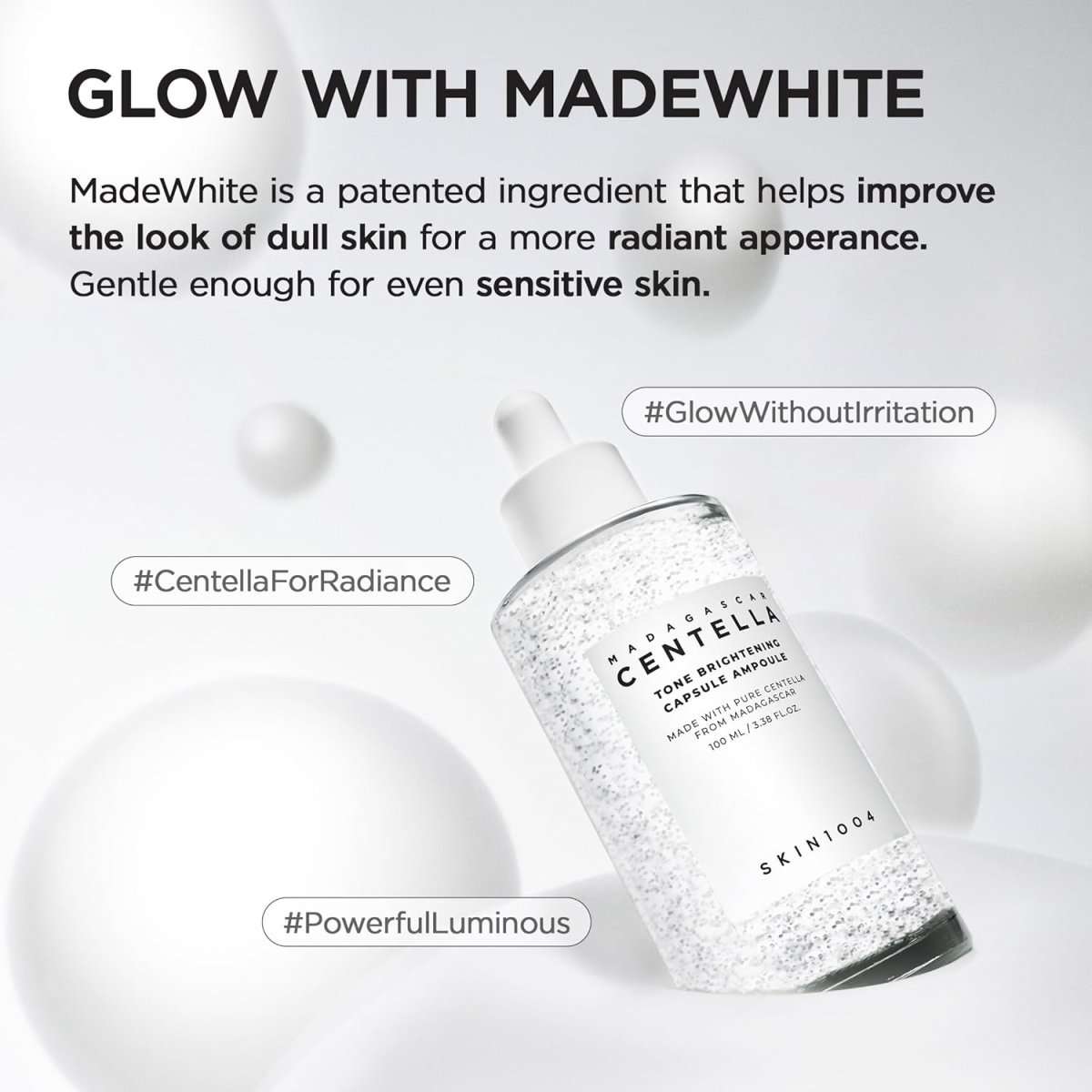 Miniature SKIN1004 Madagascar Centella Brightening Capsule Ampoule 30ml from Lakinza K-beauty, featuring a sleek bottle with a dropper.
