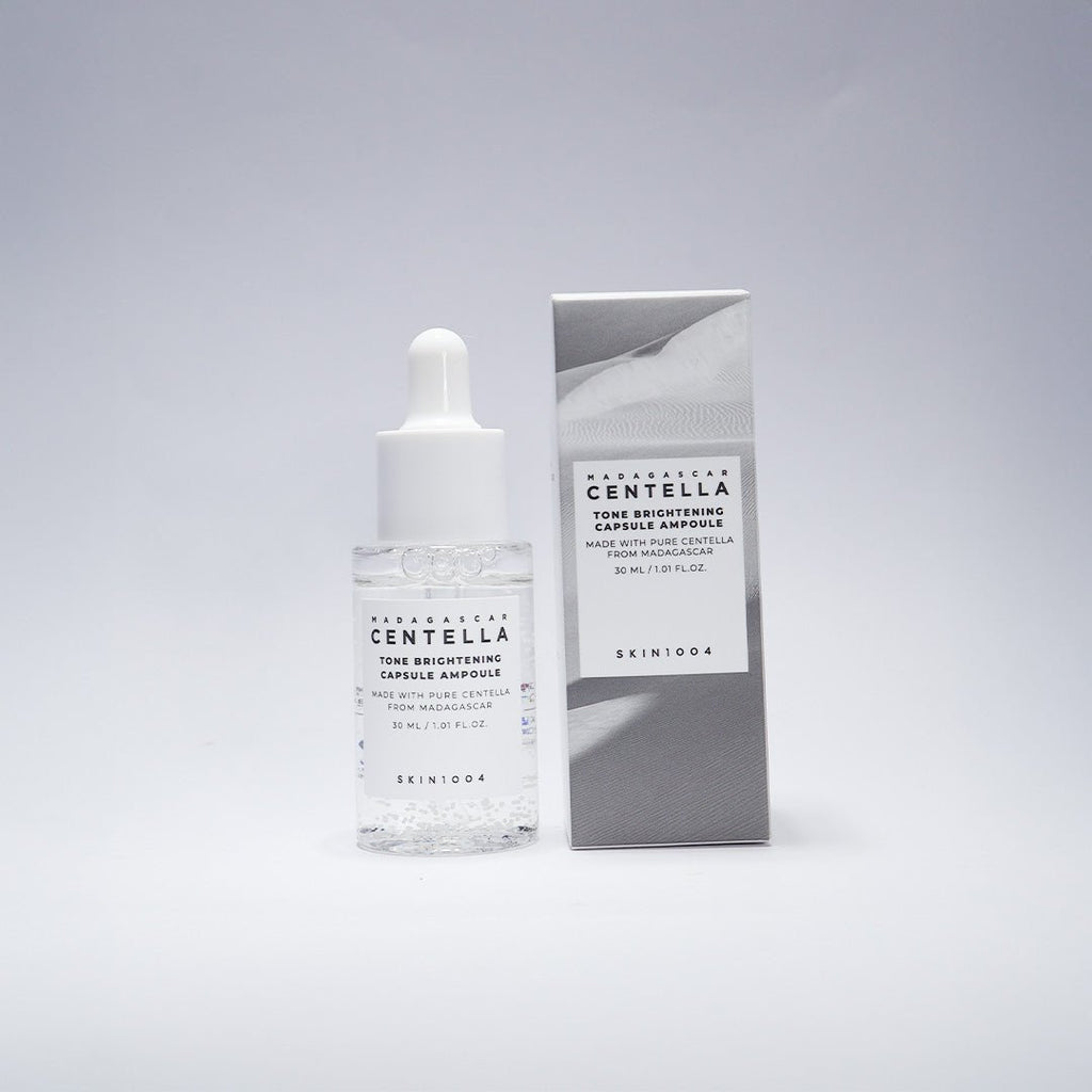 Miniature SKIN1004 Madagascar Centella Brightening Capsule Ampoule 30ml from Lakinza K-beauty, showing the mini bottle and packaging