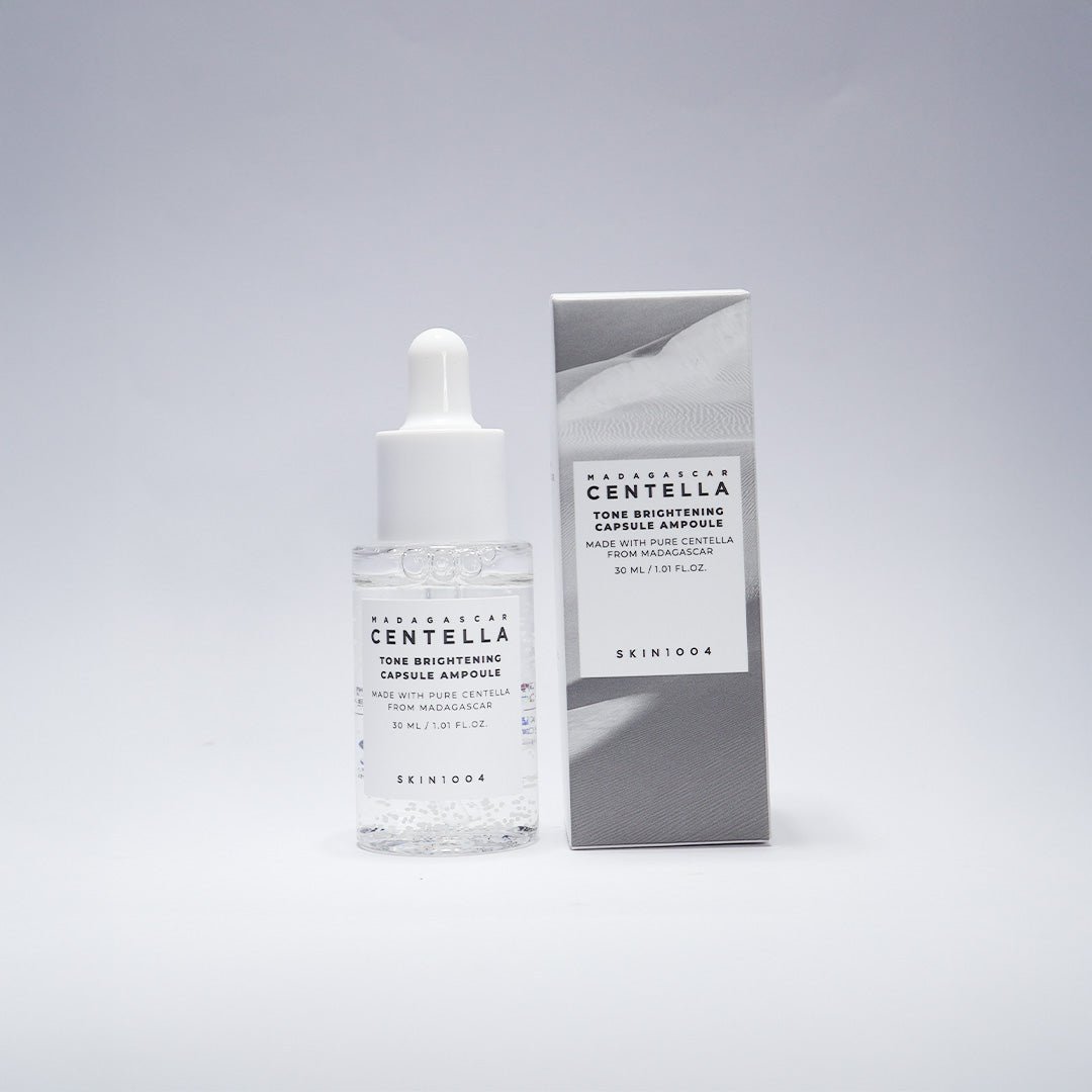 Miniature SKIN1004 Madagascar Centella Brightening Capsule Ampoule 30ml from Lakinza K-beauty, showing the mini bottle and packaging