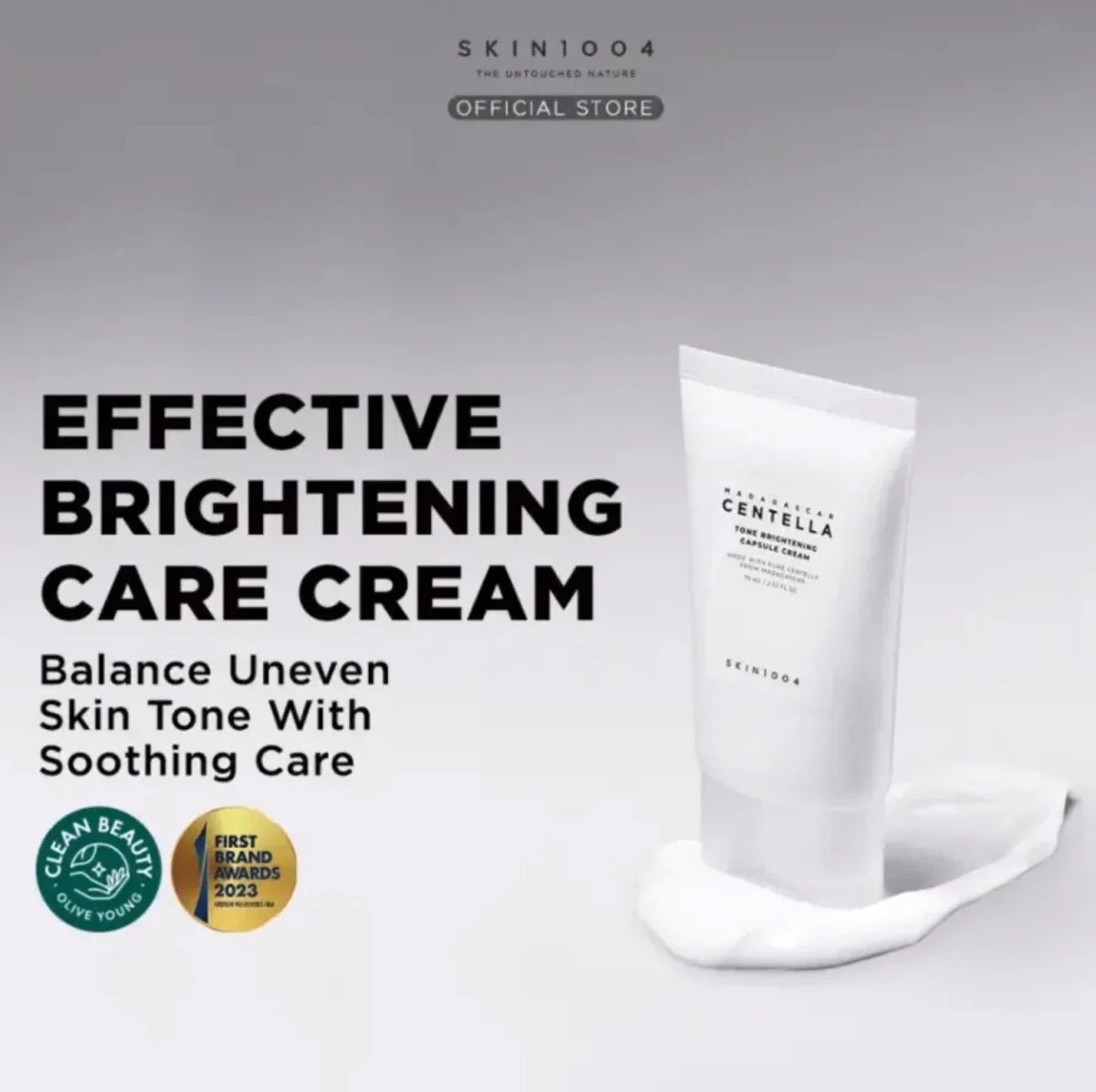 Lakinza K-beauty SKIN1004 Madagascar Centella Brightening Capsule Cream in 75ml jar with a white and green design