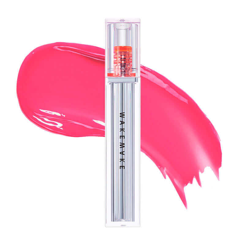 Lakinza Wakemake Dewy Gel Glow Tint 3g lip makeup with a glossy, dewy finish in a vibrant pink shade.
