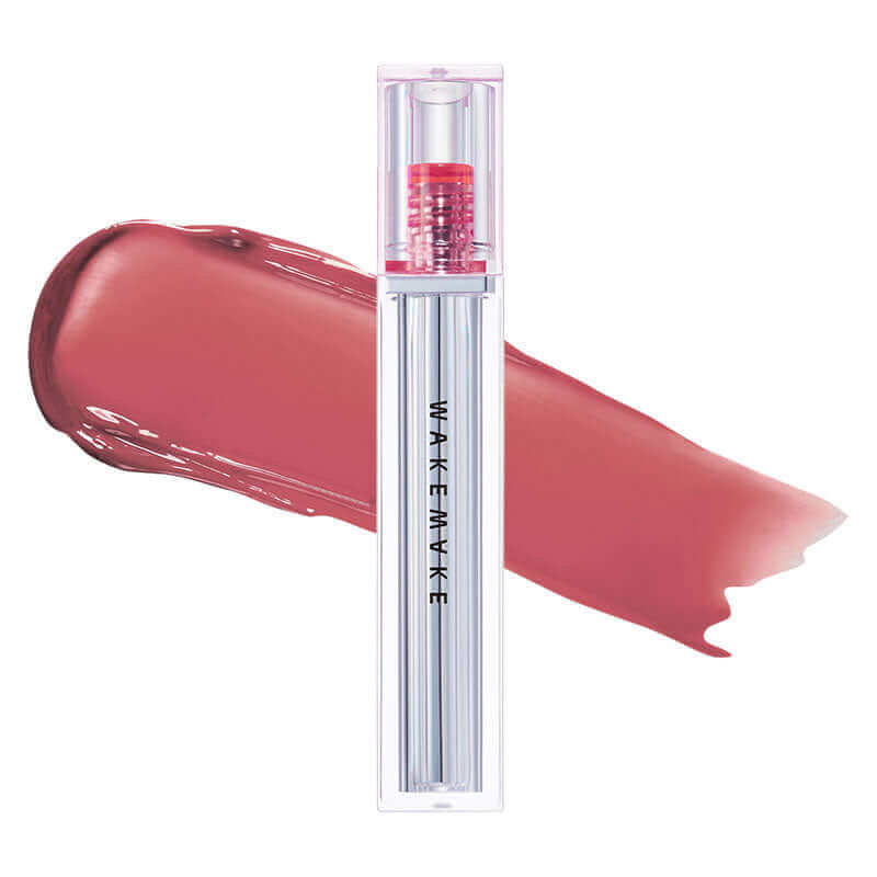 Lakinza WAKEMAKE Dewy Gel Glow Tint 3g lip makeup with a glossy, dewy finish in a clear container showing the tint's texture.