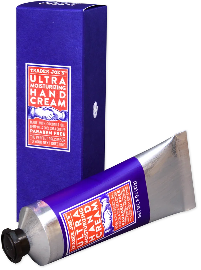 Vancou-Vert Trading Ltd. Trader Joe's Ultra Moisturizing Hand Cream in 85g tube with white cap and soft cream texture